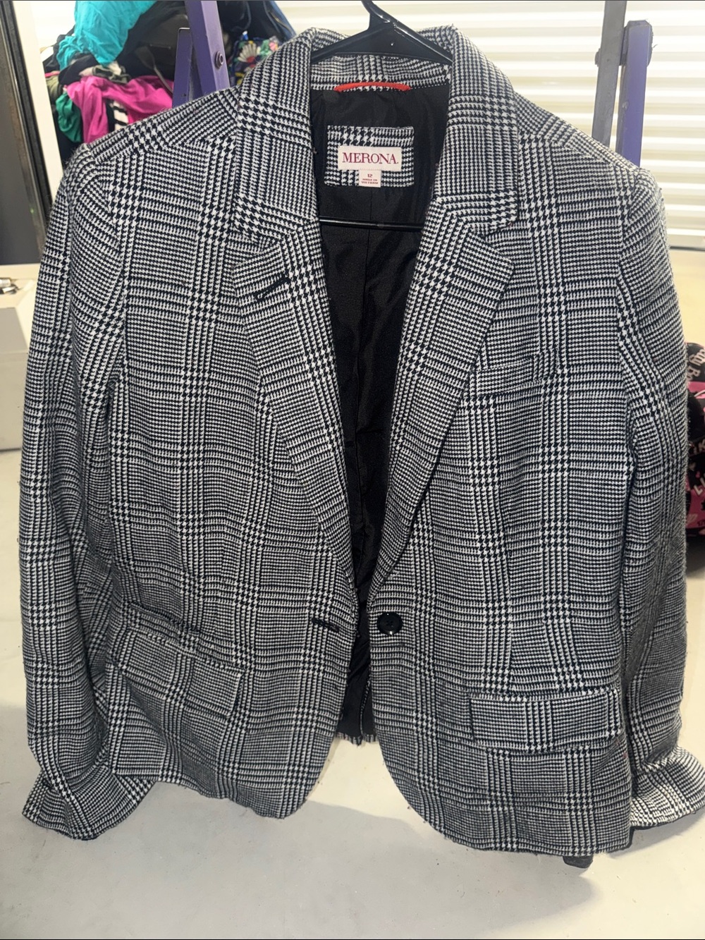 Merona Black & White Glen Plaid Blazer